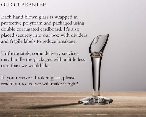 Mexican Hand Blown Glass – Set of 4 Hand Blown Modern Margarita Glasses - Blue Rim (12 oz)