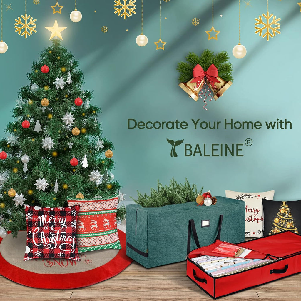 BALEINE Gift Wrap Storage Organizer - 40" Durable 600D Oxford Fabric Bag with Flexible Partitions | Green