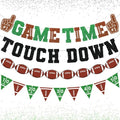 Football Decorations Game Time Touch Down Pre-Strung Football Banner Sports Party Favors Supplies for Indoor Home Birthday Flags
