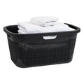 Mind Reader 40L Laundry Basket - Stylish Linen Design Clothes Hamper with Handles | Black