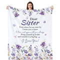 Yufobel Sister Gift Blanket, Sisters Birthday Gifts from Sis, Best Sister Ever Gifts for Women, Christmas Valentines Mothers Day Birthday Graduation Present for Sis, Throw Blanket 60" X 50"