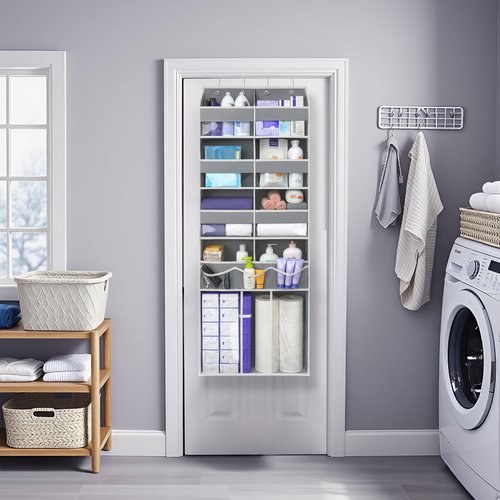 EZVERY Extra Large Over The Door Organizer with Clear Pockets - 8 Compartments & XL Bottom Storage, Heavy-Duty Hanging Organizer for Bathroom, Bedroom, Closet (57 Inch Height).