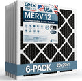 BNX TruFilter MERV 12 Odor Defense AC Furnace Air Filter - 20x20x1, 6-Pack with Activated Carbon | Made in USA