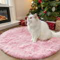 OLANLY Pink Round Area Rug - Soft, Fluffy, Machine Washable 3 ft Circle Carpet for Bedrooms & Nurseries