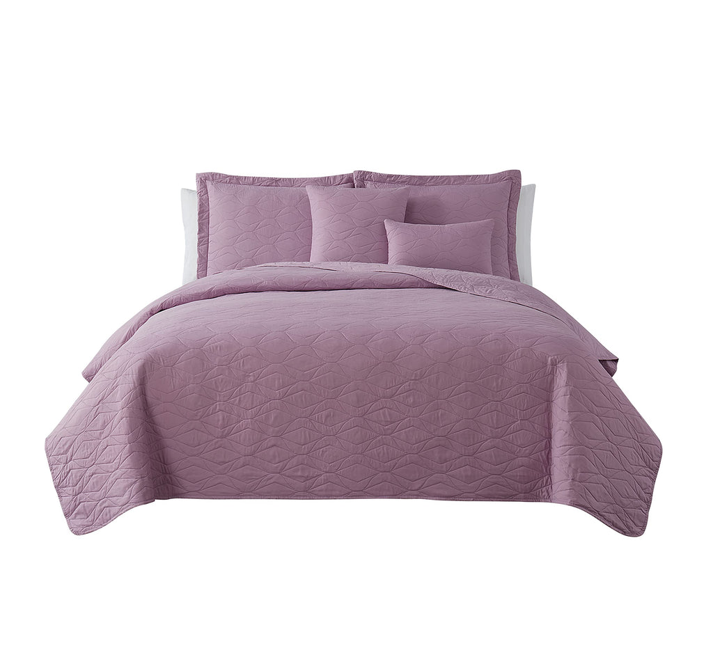 Hearth & Harbor Quilts King Size - All Season Bedspread Coverlet Set, Pinsonic Weave Lightweight Bedding Set - 7 Piece King Quilt Set with Pillow Shams, Ellipse - Lavender Dream