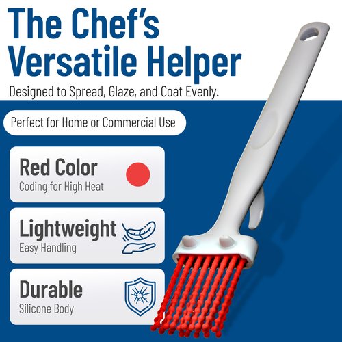 Carlisle FoodService Products 4040305 Silicone Basting Brush with Hook, 2", Red (Case of 12)