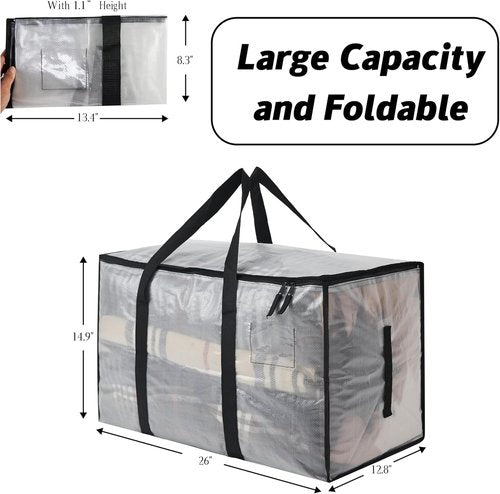 Clear Storage Bins - 4 Pack Heavy Duty 93L (24.5 Gallon) Stackable Plastic Totes with Lids | Ideal for Home Organization