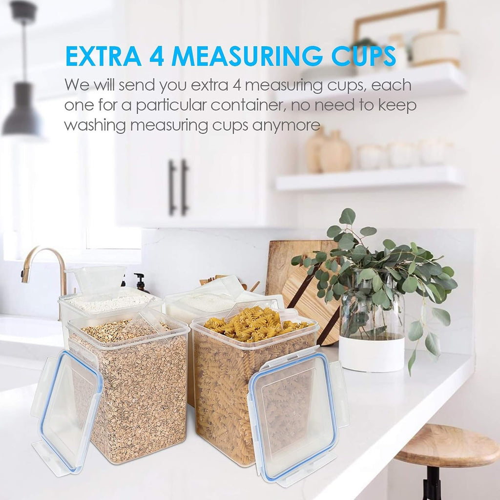 Vtopmart Large Food Storage Containers - 5.2L BPA-Free Airtight Canisters with Lids & Labels | 4-Pack in Blue