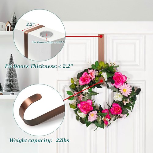 HOOSUN Metal Wreath Hanger - 12 Inch Over The Door Hook for 4th of July & Spring Decor | Holds Up to 20 lbs