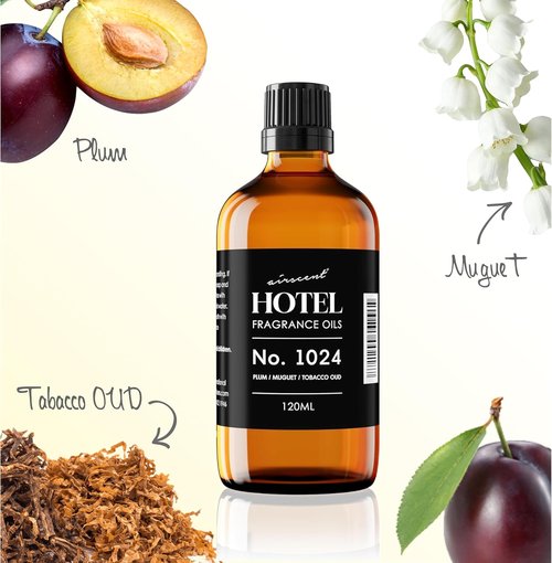 AirScent Hotel Diffuser Oil No. 1024 - Plum Muguet Tobacco Oud | Premium Fragrance for Ultrasonic Diffusers - 10 ml
