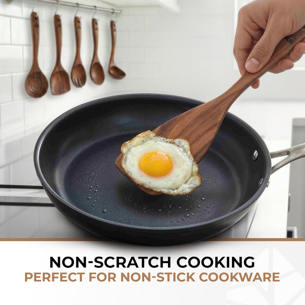 Skiennix Wooden Spoons for Cooking - 6-Piece Premium Teak Utensil Set | Durable, Nonstick, Easy to Clean
