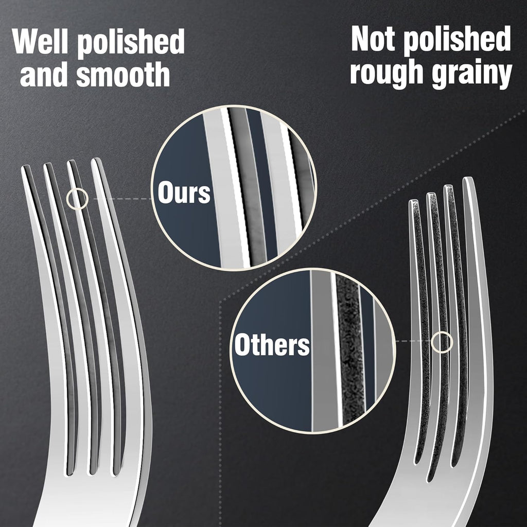 Regine Switzerland 40-Piece Silverware Set for 8 - Mirror Polished Stainless Steel Utensils | Dishwasher Safe & Rust Proof