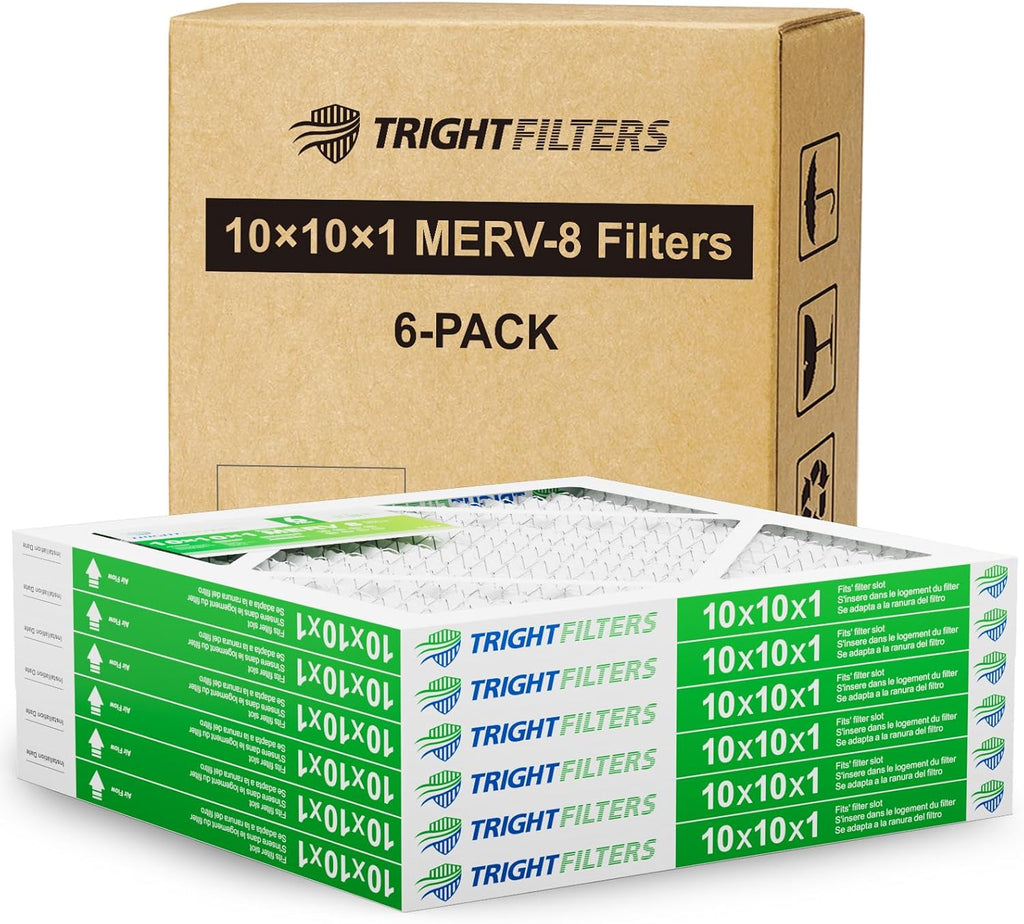 TRIGHTFILTERS Air Filter 10x10x1 - 6 Pack MERV 8 Pleated HVAC & AC Replacement Filters