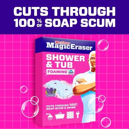Mr. Clean Magic Eraser Sponge - Powerful Soap Scum Remover with Lavender Scent | 6 Count
