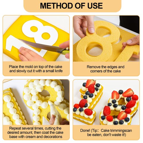8 Inch Number Cake Mold Baking Forms Moulds,9 Pieces 0-8 Cake Number Stencils,Number Cake Pans,Flat Plastic Mold Numerical Templates Cutting for DIY Cakes/Cookies