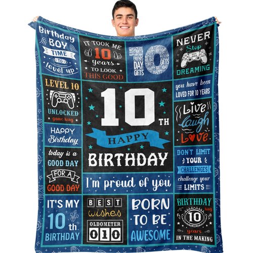 Jepufo 10 Year Old Boy Gifts, Gifts for 10 Year Old Boys, Birthday Gift for 10th Boys, Coolest Presents for 10th Birthday Decorations Blanket 50"X60"