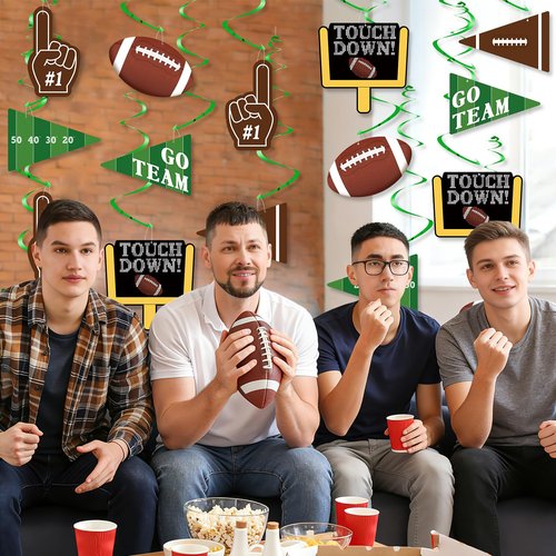 24Pcs Football Party Decorations, Football Hanging Swirls Decoration for Sports Birthday Party Decor, Ceiling Hanging Decor for Football Birthday Game Day Tailgate Party Supplies