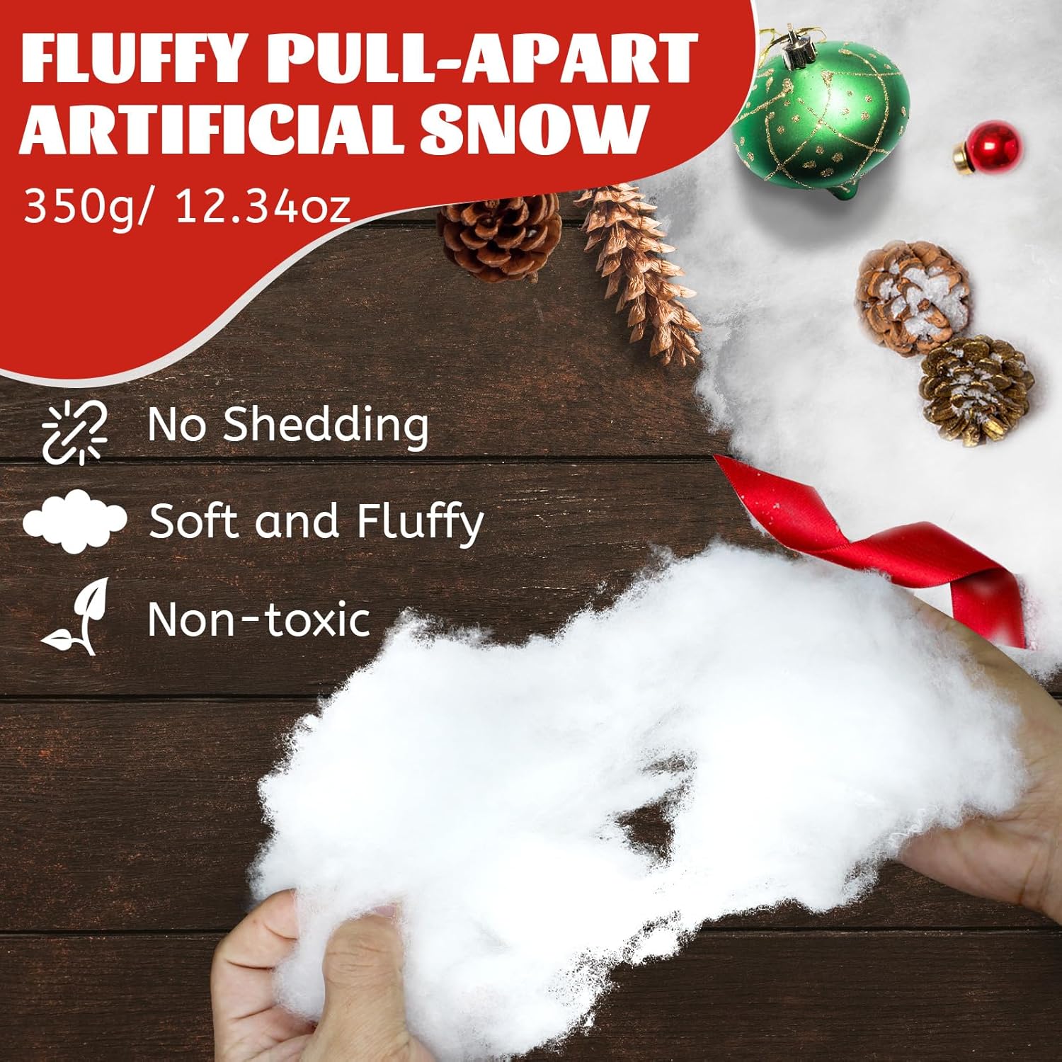 CH HAICHENG Christmas Fake Snow | Fluffy Cotton-Like Indoor & Outdoor Decorations - 350g (12.3oz)