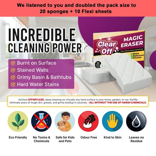 20 Pack Upgraded Magic Sponge Eraser Extra Large Super Powerful - Melamine Sponge for All-Purpose Cleaning, Oven Cleaner, Wall Cleaner, Dish, Kitchen, Baseboards, Sink, Sneaker, Car, Bathroom