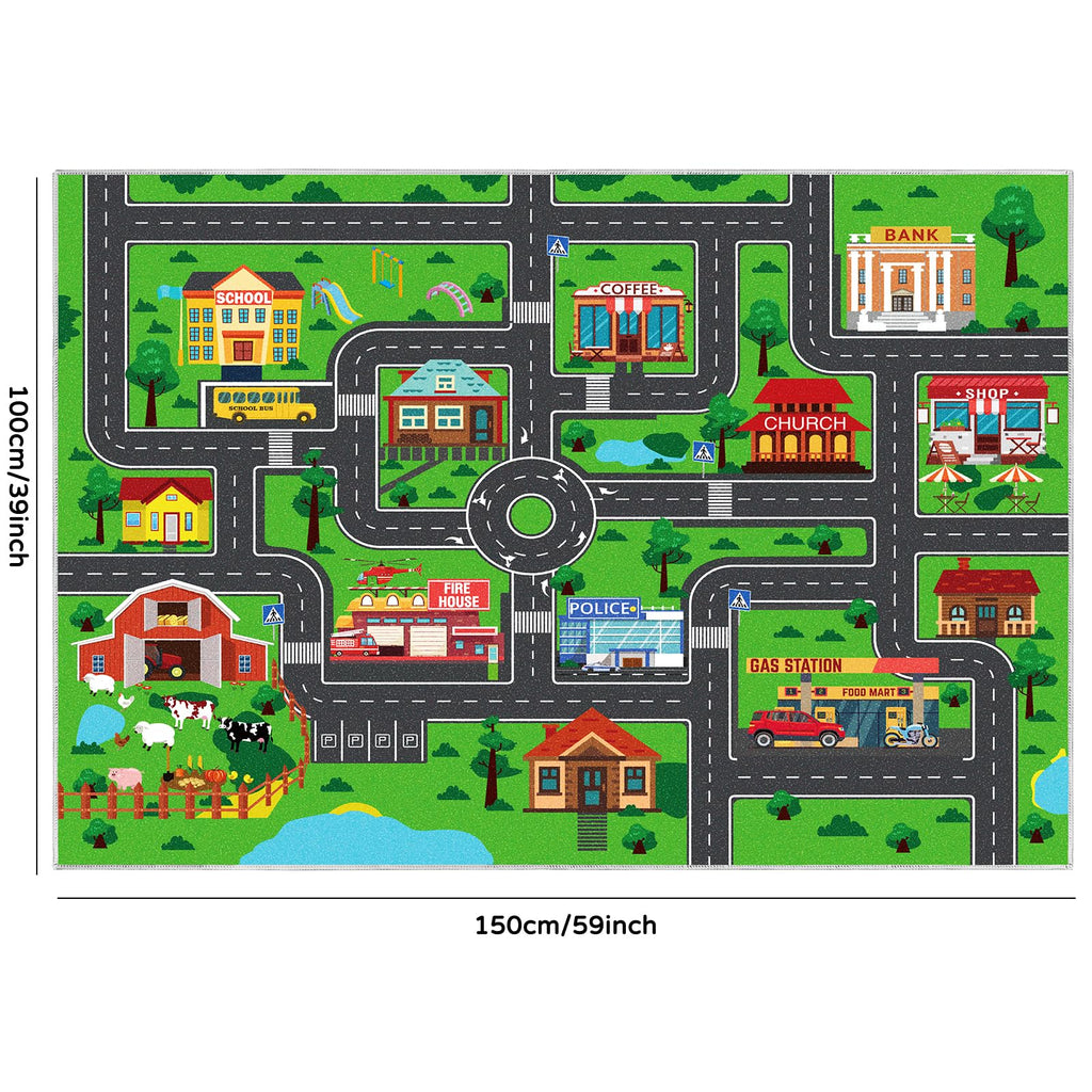Kids Carpet Car Play Rug, City Life Traffic Road Kids Rug Playmat,Non Slip Children Educational Game Car Mat Area Rug for Playroom Boys Bedroom Classroom (59X39.4 INCH, Style 1)