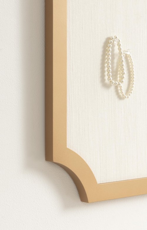 Kate and Laurel Holbrook Glam Framed Scallop Fabric Pinboard, 15 x 24, Gold, Decorative Modern Scalloped Bulletin Board for Use as Dorm Room Decor or Vision Board
