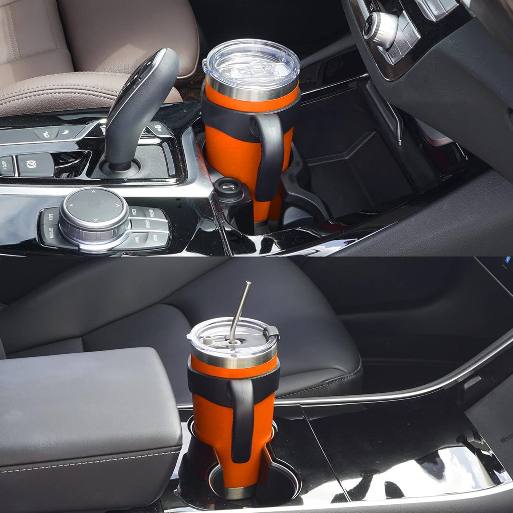 WETOWETO 20oz Stainless Steel Tumbler - Vacuum Insulated Travel Mug with 2 Lids & Straws | Orange