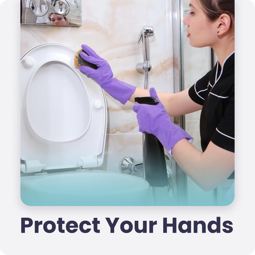 FMP Brands Cleaning Gloves - 12 Pairs Non-Slip, Waterproof Reusable Latex Dish Gloves for Kitchen, Bathroom, Household, Gardening (Medium, Purple)