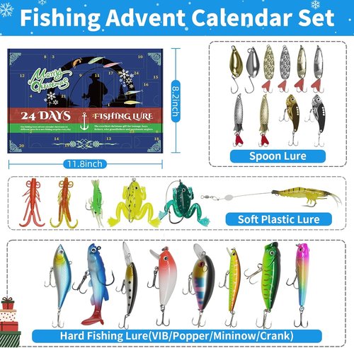 Fishing Advent Calendar 2025 - 24 Days of Premium Fishing Lures for Men & Teens | Perfect Xmas Gift