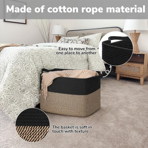 Goodpick Woven Baskets - 18" x 14" x 12" Decorative Laundry & Toy Storage Basket with Handles