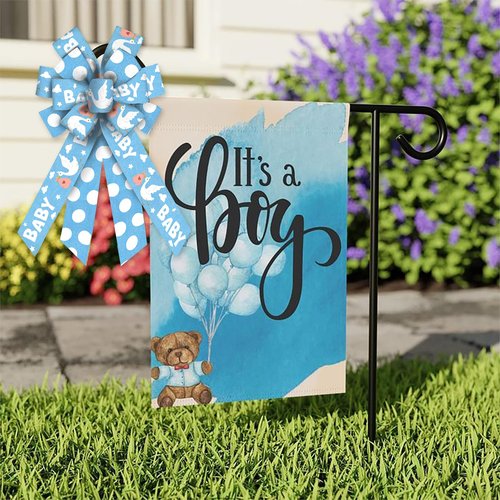 Estivaux Large Baby Shower Bows for Wreath, Gender Reveal Wreath Bows Blue Burlap Bows Baby Boy Birthday Craft Bows for Front Door Baby Shower Decorations Supplies