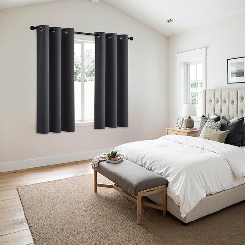 MIULEE Dark Grey Blackout Curtains - Thermal Insulated Room Darkening Drapes | 63 Inch, 2 Panels