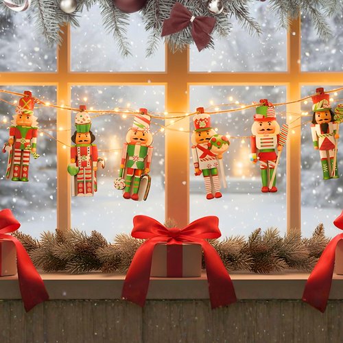 Nutcracker Christmas Ornaments Set of 24, Mini Nutcracker Soldiers Ornaments, Wooden Hanging Decorations for Tree, Traditional Wooden Hanging Soldiers, Single-Sided for Custom Holiday Setup