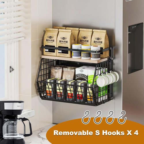Clothink Magnetic Shelf for Fridge,Onion and Potato Spice Snacks Fruit and Vegetable Storage and Organizer,Wire Basket for Pantry,Kitchen Countertop,RV and Laundry