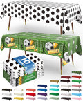 Pureegg Soccer Tablecloths - Disposable 10 Pack for Soccer Birthday Parties | 54 x 108 Inch, Green & White