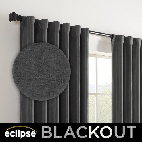 ECLIPSE Fresno Modern Blackout Thermal Rod Pocket Window Curtain for Bedroom (1 Panel), 52" x 84", Wheat