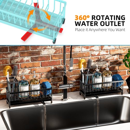 Moforoco Extra Large Sponge Holder for Kitchen Sink Organizer Caddy, Dish Brush Scrubber Holder,Stainless Steel Sink Box Utensil Holder,Soap Dispenser Set Tray Counter Accessories & Storage Rack