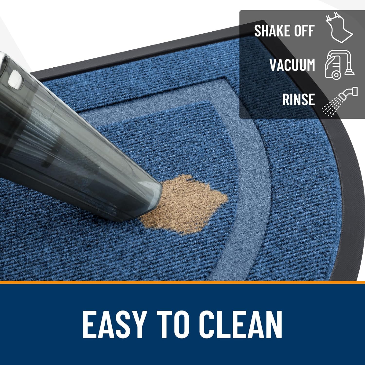 OLANLY Half Circle Door Mat - Waterproof All-Season Indoor/Outdoor Welcome Mat | 33x21, Light Blue