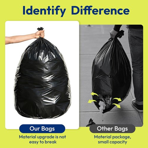 Heavy Duty Contractor Trash Bags - 33 Gallon, 30 Count | 1.0 Mil Leakproof Black Garbage Bags for Construction & Yard Debris