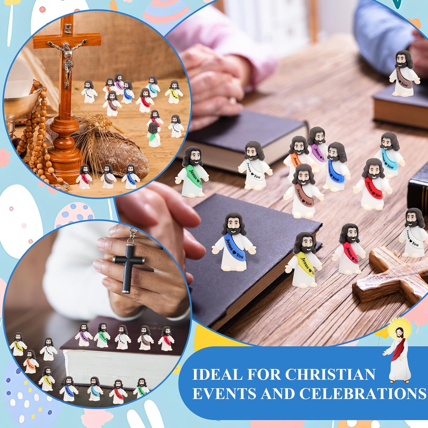 Owurha Mini Jesus Figurines - 100 Pcs Tiny Religious Figures for Sunday School & Baptism Gifts