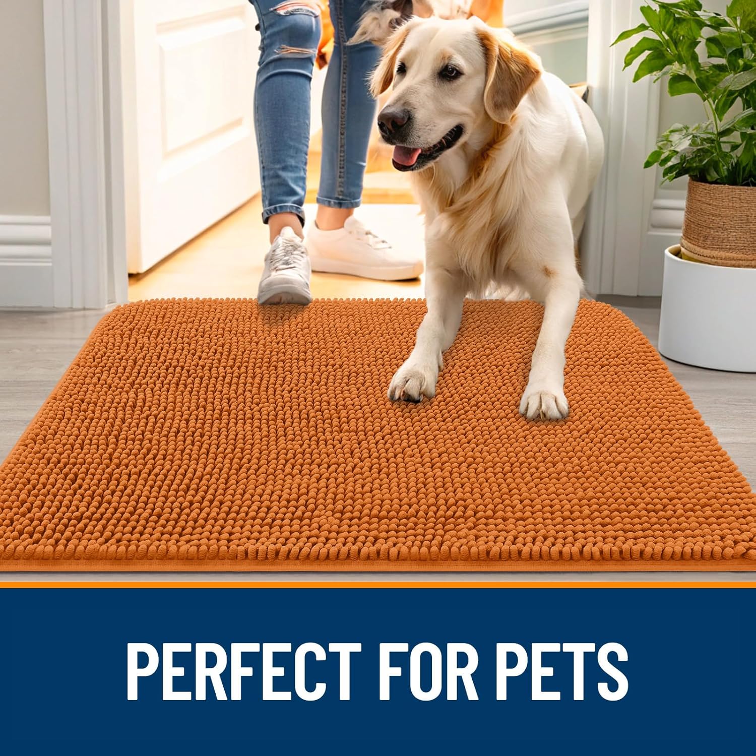 OLANLY Dog Door Mat - Absorbent Non-Slip Chenille Mat for Muddy Paws | 59x32, Quick Dry, Indoor Carpet