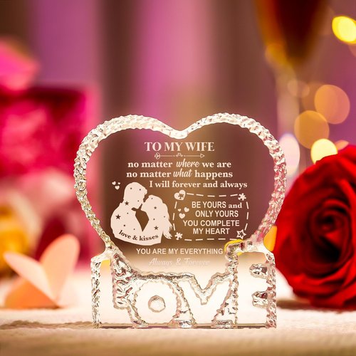 ZHSHWAT Gifts for Wife, I Love You Gifts for Her, to My Wife Crystal Keepsake Gift from Husband,Christmas Wedding Anniversary Birthday Gift for Wife