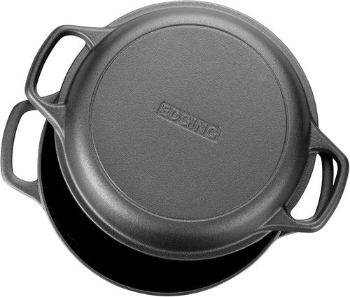 EDGING CASTING 5QT Pre-Seasoned Cast Iron Dutch Oven | Versatile 2-in-1 Cooking Pan with Skillet Lid