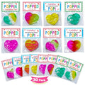JUNQIU 30 Pack Valentines Day Gifts For Kids Classroom, Heart Pop It Keychain Bulk, Fidget Valentine For Toddler Class, Valentines Day Cards For Kids School Exchange