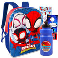 Spidey and His Amazing Friends 15" Backpack - Bundle with 15" Spiderman Backpack for Boys, Water Bottle, More | Spidey Backpack for Boys and Girls