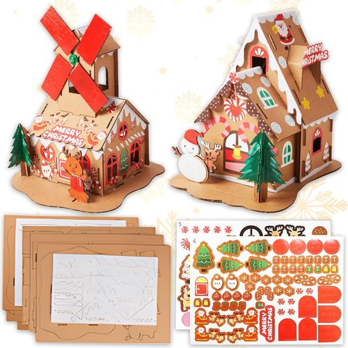 JeVenis Gingerbread House Craft Kit - DIY 3D Build & Paint for Christmas Decor | Fun Arts & Crafts Activity