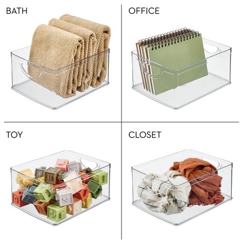 iDesign Pantry Storage Bins with Handles for Cabinets or Fridge - Set of 4 - Clear - Made in USA