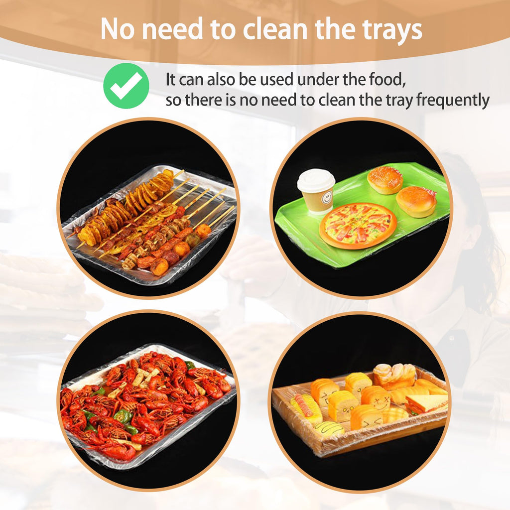 50PCS Elastic Plastic Baking Pan Covers Disposable Half Sheet Cover Transparent Pan Cover Reusable Baking Sheet Liner for Baking Sheets Cookie Trays Bbq Meal Prep Suitable for Up to 13 * 18inches