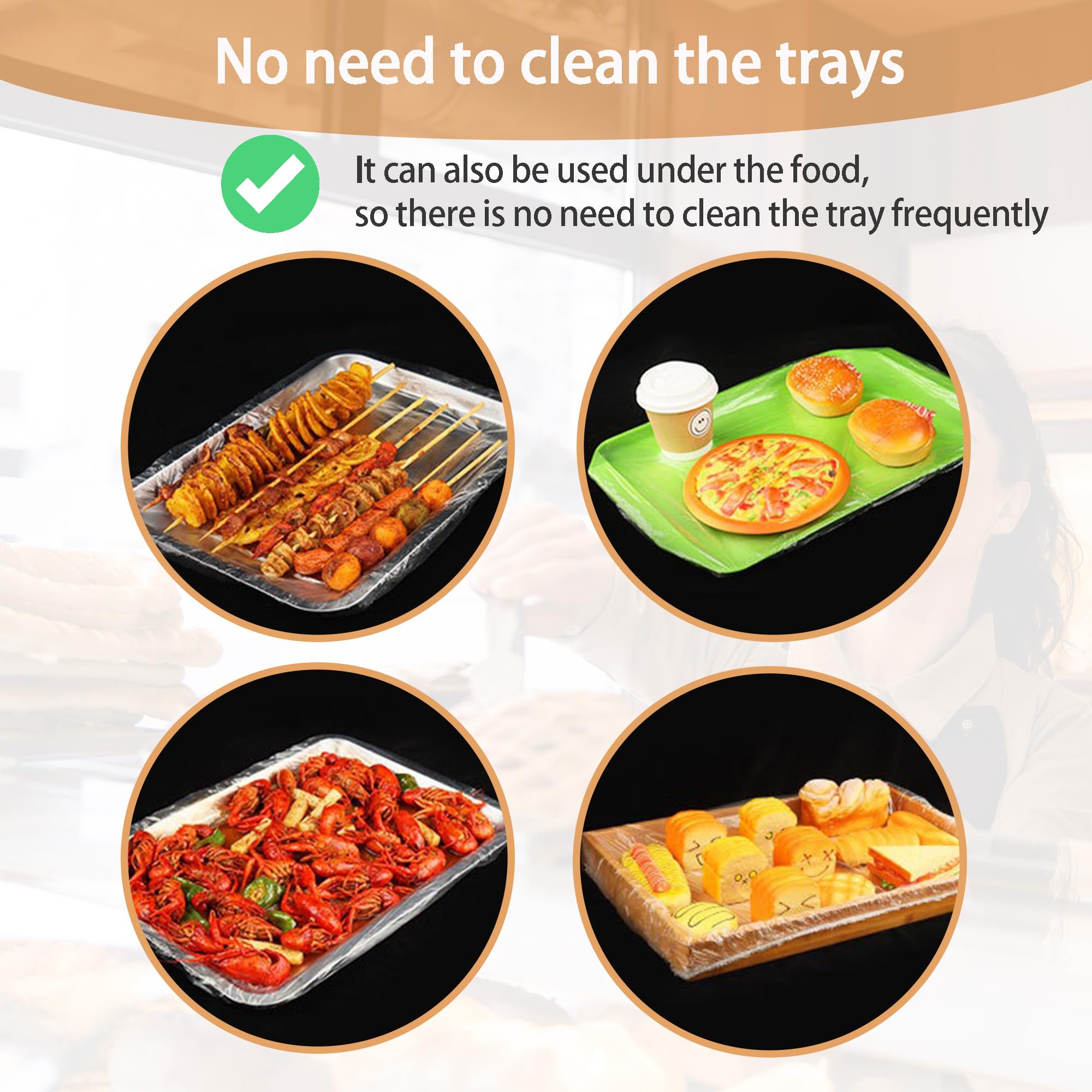 50PCS Elastic Plastic Baking Pan Covers Disposable Half Sheet Cover Transparent Pan Cover Reusable Baking Sheet Liner for Baking Sheets Cookie Trays Bbq Meal Prep Suitable for Up to 13 * 18inches