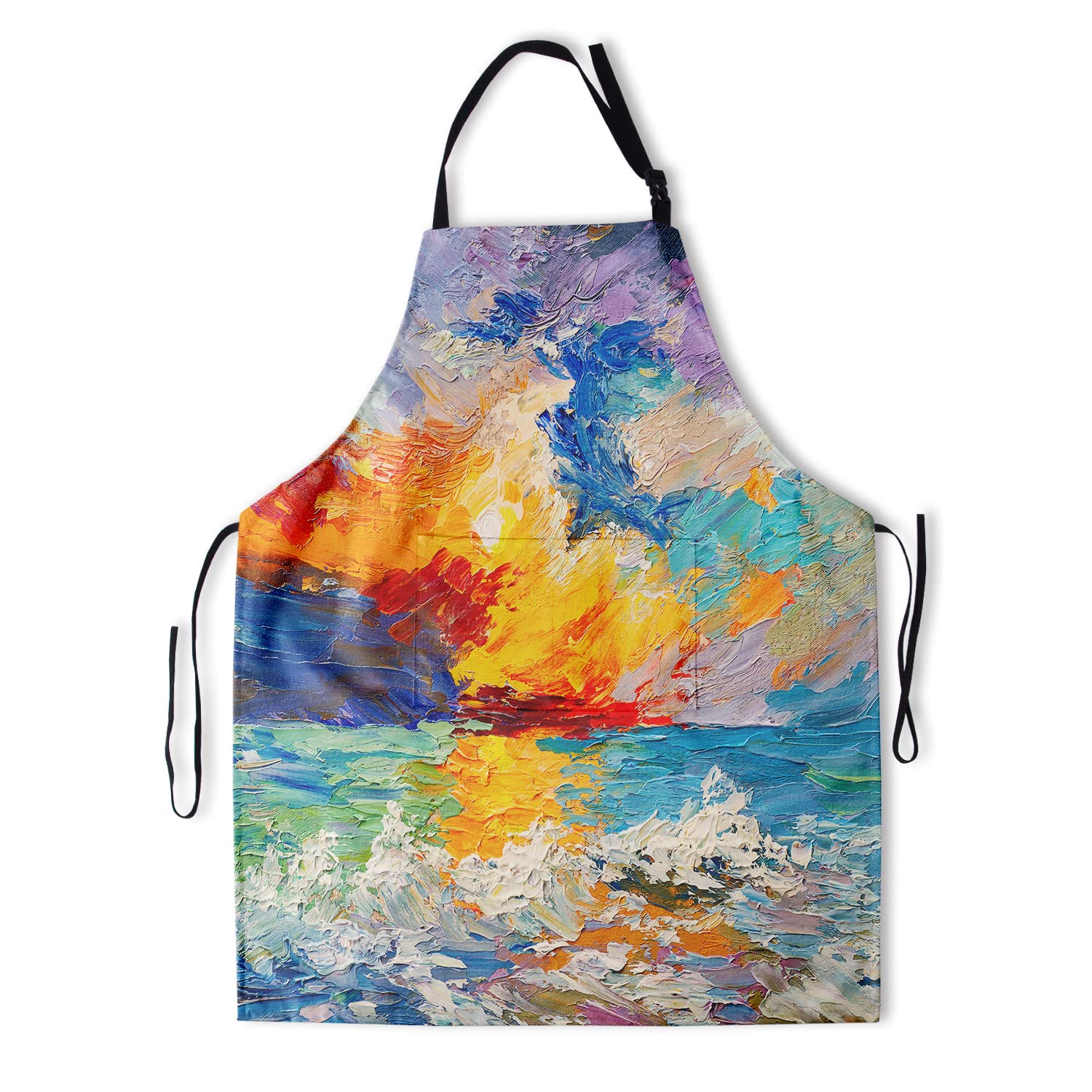 Giwawa Oil Paint Painting Apron - Adjustable Neck & Hidden Centre Pocket - Colorful Rainbow Art Summer Kitchen Apron Colored Artist Smock Chef Garden Baking Cooking Unisex Adult