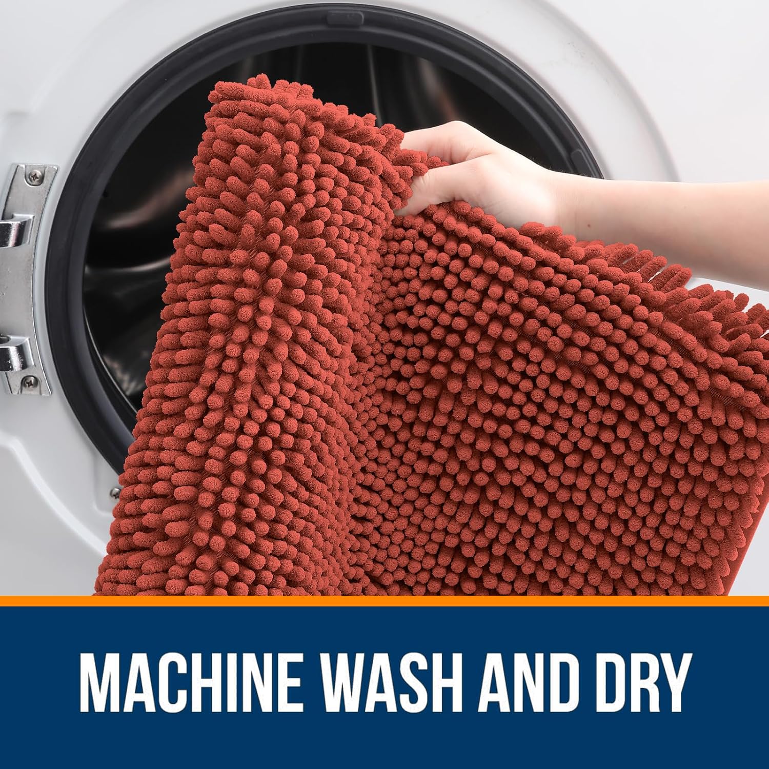 OLANLY Bathroom Rugs - Extra Soft Chenille Bath Mats | Quick Dry, Machine Washable, 36x24, Rustic Terracotta
